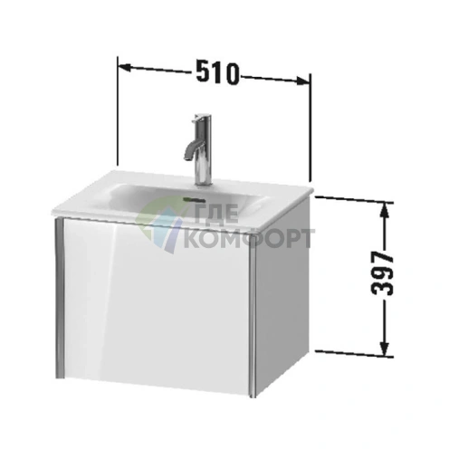 Подвесная тумба Duravit XViu 510x420х397 мм для раковины, белый глянцевый/champagne matt (XV40310B122) - фото 2