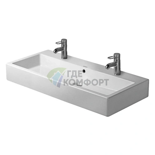 Встраиваемая раковина Duravit Vero без перелива, 2 отверстия под смеситель, с креплением, 1000x470 мм, белый (454100024) - фото 1