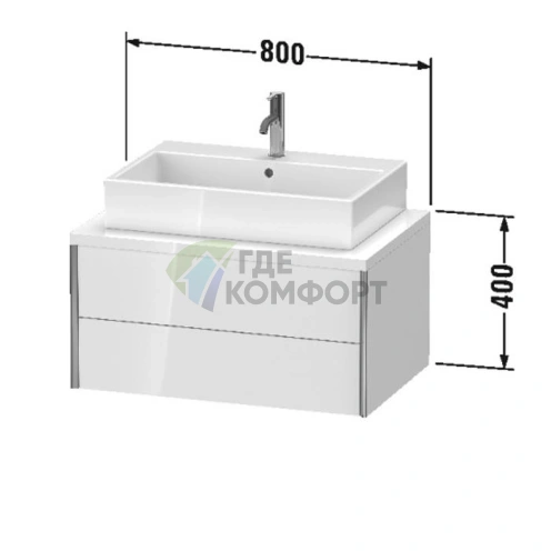 Подвесная тумба Duravit XViu 800 мм с 2 ящиками, цвет шампань мат/белый глянец (XV59170B122) - фото 2