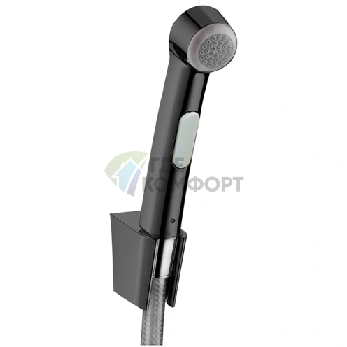 Гигиенический душ Hansgrohe 1jet со шлангом 1,25 м и настенным держателем, шлифованный черный хром (32129340) - фото 1