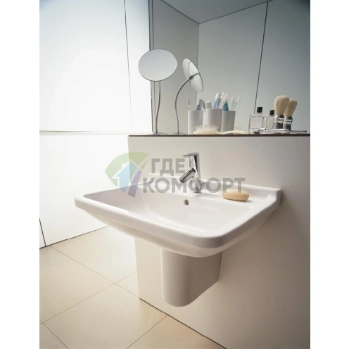 Раковина Duravit Starck 3 450x320 мм белая с отверстием под смеситель и переливом (750450000) - фото 2