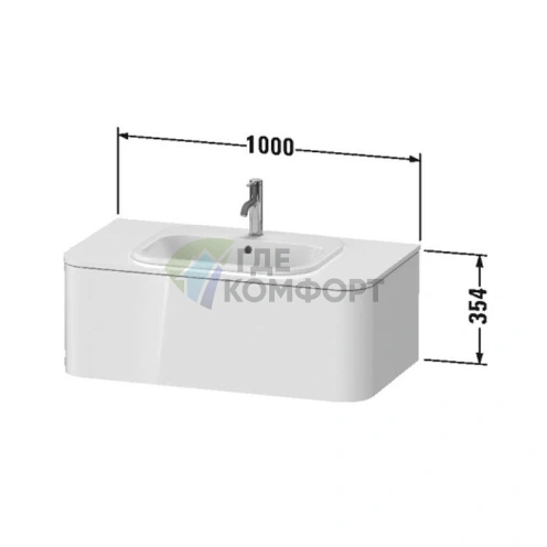 Подвесная тумба Duravit Happy D.2 Plus 100 см, белая глянцевая (HP495102222) - фото 2