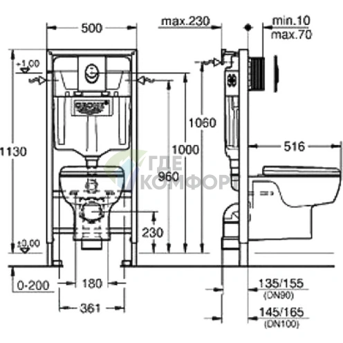 Grohe Solido 39191000: Комплект подвесного унитаза с инсталляцией и кнопкой — немецкое качество и стиль - фото 6