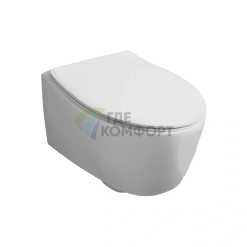 Подвесной унитаз Simas Lft Spazio безободковый 52x35 см, белый матовый, без комплекта крепления (LFT18 bi matt rimless) - фото 1
