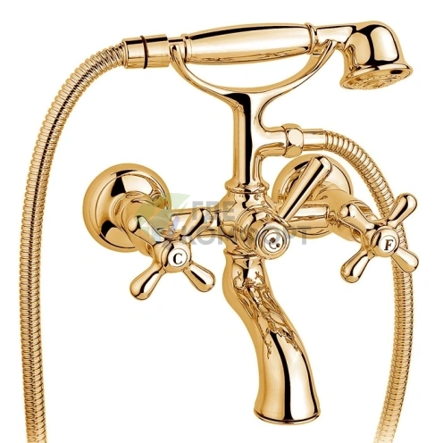Настенный смеситель для ванны Nicolazzi Nuova Brenta с душевой лейкой, цвет Gold Brass (2501GB) - фото 1