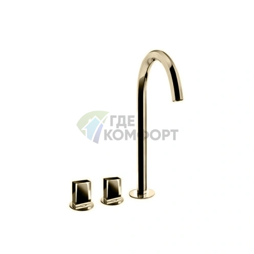 Смеситель для раковины Fantini Venezia с 3 отверстиями, излив 175 мм, цвет Matt British Gold (29 P6 N405SW) - фото 1