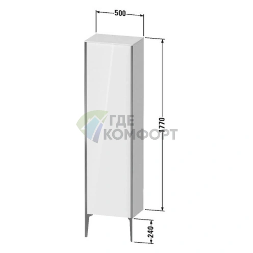 Шкаф подвесной Duravit XViu 1770x500x360 мм с 3 стеклянными полками, цвет шампань мат/белый глянец (XV1336LB122) - фото 2