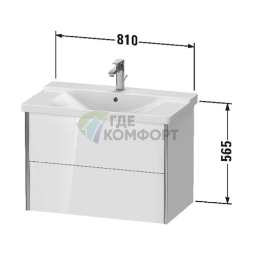 Подвесная тумба Duravit XViu для раковины, 2 ящика, белый глянцевый/champagne matt (XV41160B122) - фото 2