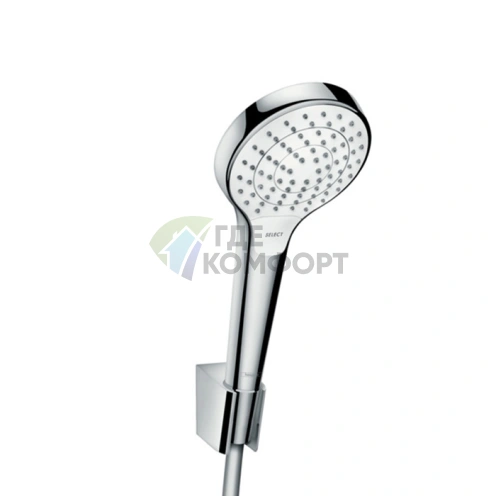 Душевой набор HG Croma Select S с ручным душем 110, системой струй 3jet Rain/IntenseRain/Turbo Rain и комплектацией в цвете белый/хром (26421400) - фото 1