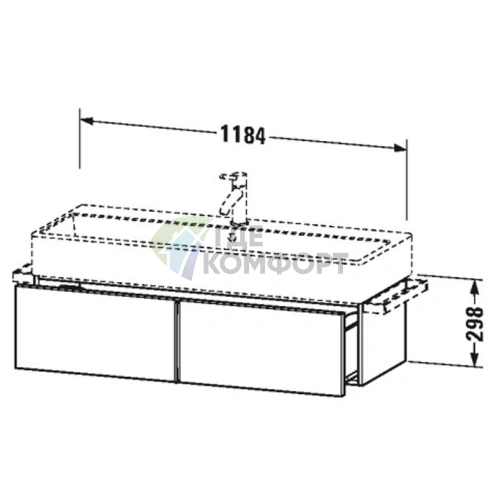 База под раковину Duravit VA 298x1184x431 с выдвижным ящиком в цвете американский орех (VA612901313) - фото 2