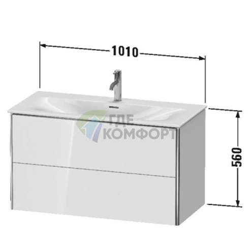 Тумба подвесная Duravit XSquare 234410 с двумя ящиками, 560x1010x478 мм, белый глянец (XS432502222) - фото 2
