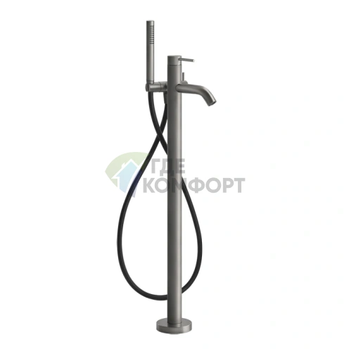 Напольный смеситель GESSI 316 для ванны с душевой лейкой в цвете steel brushed (54028#239) - фото 1