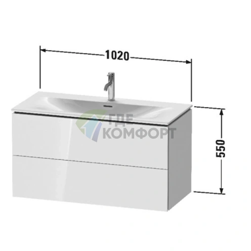 Подвесная тумба Duravit L-Cube 234410 с 2 ящиками, 550x1020x481 мм, цвет White High Gloss (LC630802222) - фото 2