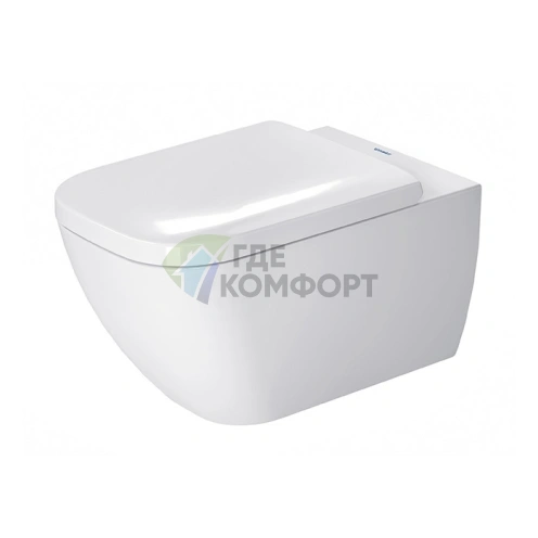 Унитаз подвесной Duravit Happy D.2 с вертикальным смывом и креплением Durafix, белый WonderGliss (22210900001) - фото 1