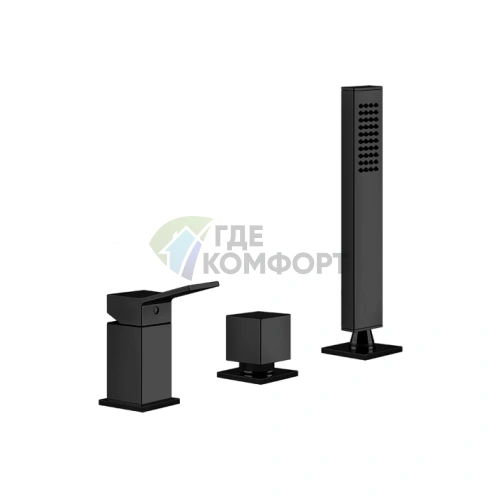 Смеситель для ванны Gessi Rettangolo K с ручным душем и переключателем, черный (53043#299) - фото 1