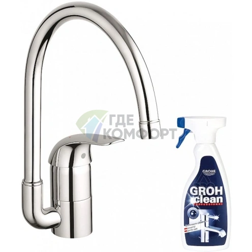Смеситель Grohe Euroeco для кухни с очистителем Grohclean в подарок - фото 1