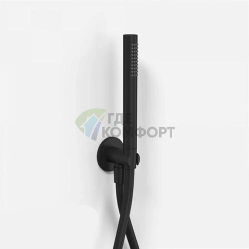 Душевой набор Fantini Nice с ручной лейкой FIT и держателем, черный матовый (86 13 8093) - фото 1