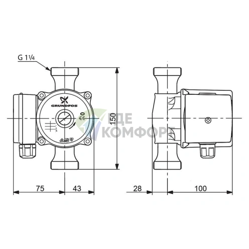 Циркуляционный насос Grundfos UP 20-30 N 150 1x230V 50Hz 9H - фото 2