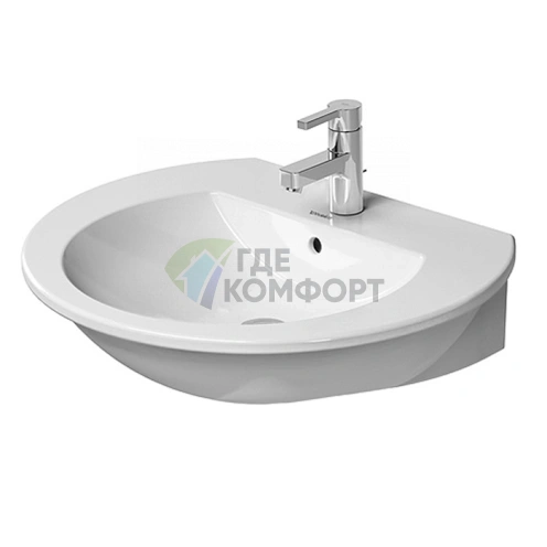 Раковина Duravit Darling New 600x520 мм с отверстием под смеситель, белая (2621600000) - фото 3