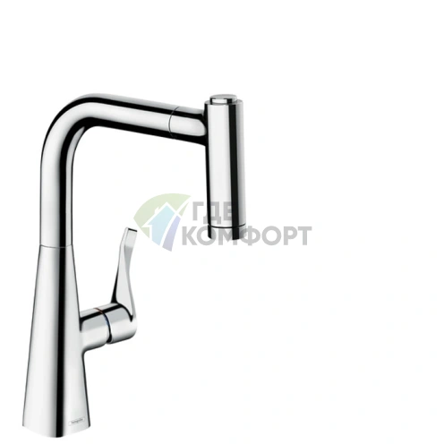 Смеситель для кухни Hansgrohe Metris M71 с выдвижным душем и хромированным покрытием (73800000) - фото 1