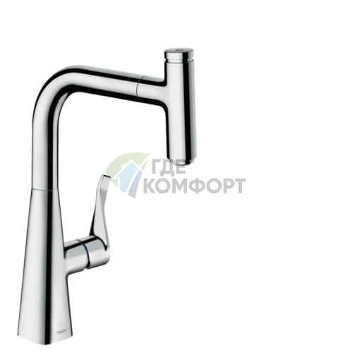 Кухонный смеситель Hansgrohe Metris Select M71 с выдвижным душем, хром (73802000) - фото 1