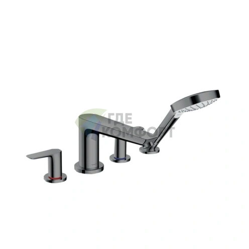 Смеситель для ванны Hansgrohe Talis E с ручным душем в шлифованном черном хроме (71748340) - фото 1