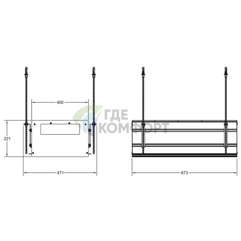 GESSI BINARIO Линейный профиль 670 мм для 3 модулей, установка Shift-Fix, цвет Black XL (61006#299) - фото 2