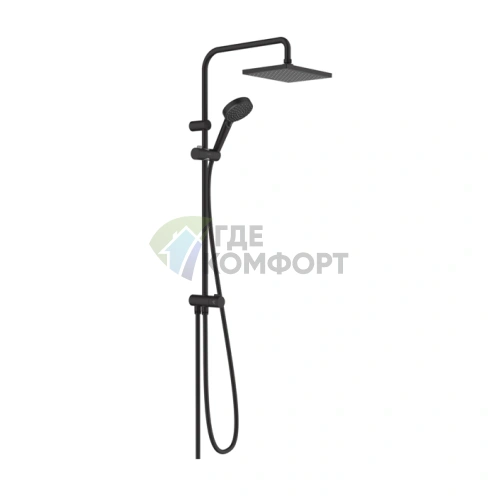 Душевая стойка HG Vernis Shape Reno EcoSmart 230 с верхним душем, матовый черный (26289670) - фото 1