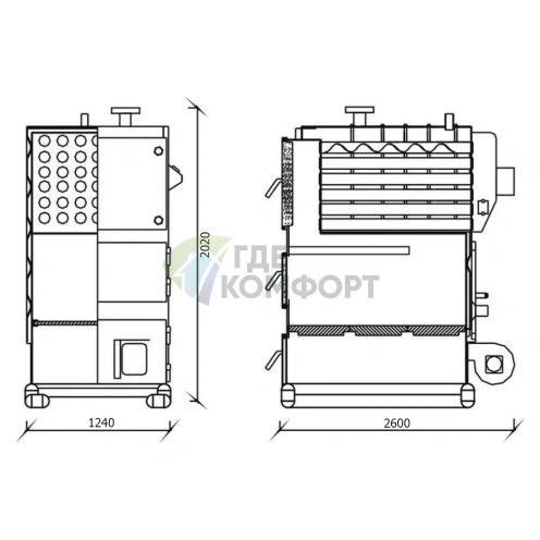 Твердотопливный напольный одноконтурный котел Kentatsu Furst Vulkan Max SR-500 - фото 2