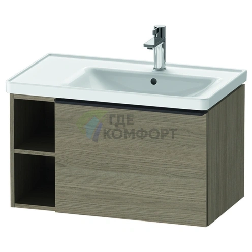 Подвесная тумбочка Duravit D-Neo 784x452x440 мм с ящиком и полками слева в цвете Дуб терра (DE425703535) - фото 1