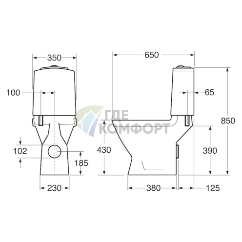 Унитаз-компакт Gustavsberg Logic 5695 с бачком и микролифтом - фото 6