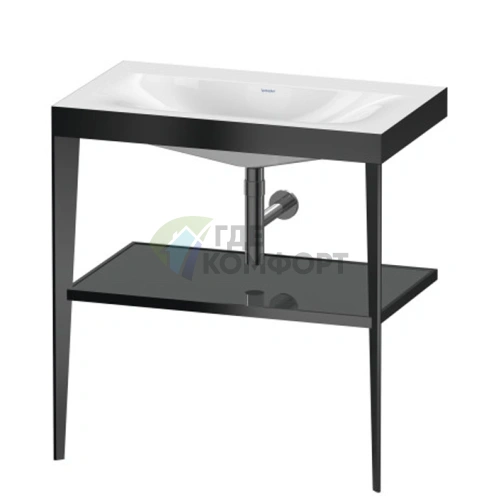 Консоль напольная Duravit XViu с раковиной и полкой, 850x800x480 мм, цвет Black Matt/Black High Gloss (XV4715NB240) - фото 1