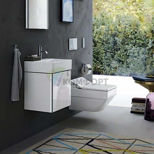 База под раковину Duravit XSquare 434x340x397 мм с левой дверцей, белый глянец для модели 073245 (XS4060L2222) - фото 1