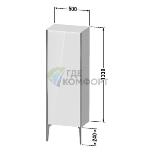 Шкаф подвесной Duravit XViu 1330x500x360 мм с 3 стеклянными полками (цвет: walnut dark, петли слева) (XV1326LB221) - фото 2