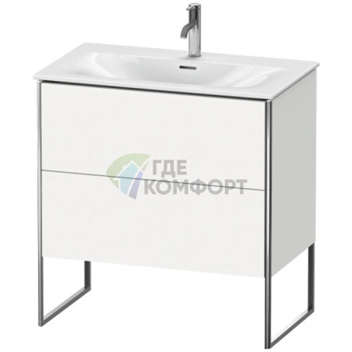 Тумба напольная Duravit XSquare под раковину с двумя ящиками и регулируемыми ножками, 592x810x478 мм, цвет White High Gloss (XS452402222) - фото 1