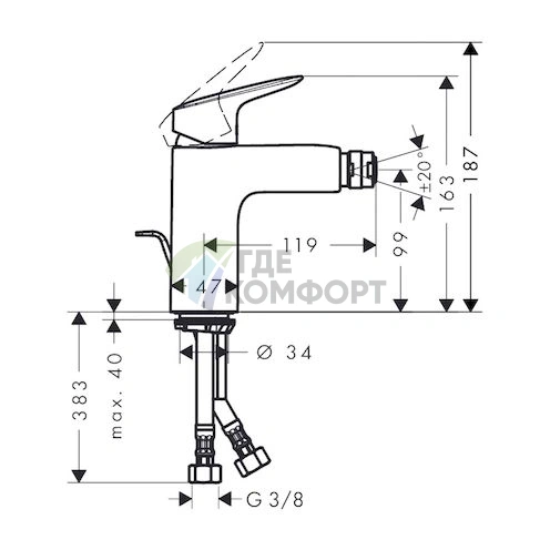 Смеситель Hansgrohe Logis 71200000 для биде - фото 3