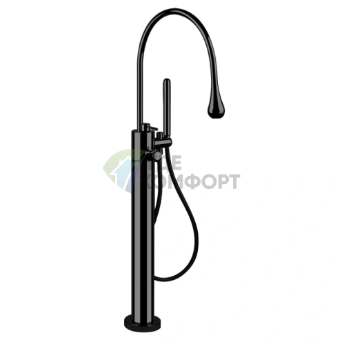 Напольный термостатический смеситель Gessi Goccia для ванны с ручным душем, матовый черный (24978#299) - фото 1