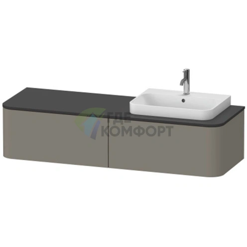 Тумба подвесная Duravit Happy D.2 Plus, 2 ящика, 354x1600x550 мм, цвет Stone Grey Satin Matt (HP4934R9292) - фото 1