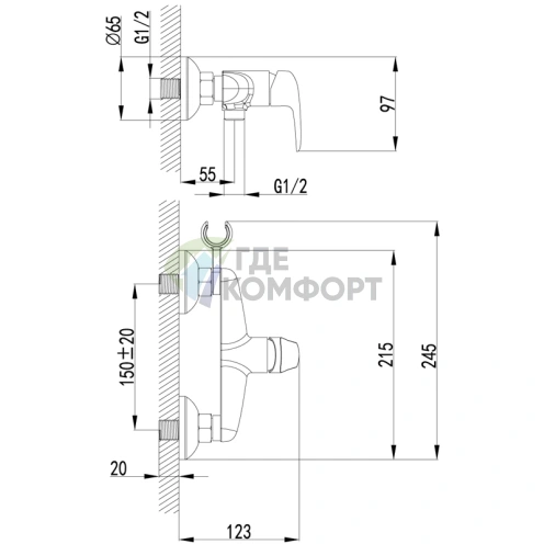 Смеситель для ванны Lemark Pramen LM3318B с гигиеническим душем в бронзе - фото 2