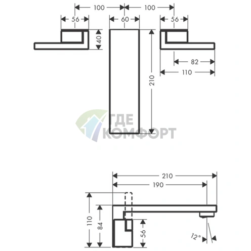 Смеситель для раковины AX Edge с донным клапаном push-open и алмазной огранкой (46061000) - фото 2