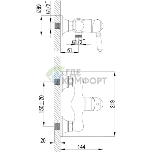 Смеситель для душа Lemark Villa LM4803B - фото 2
