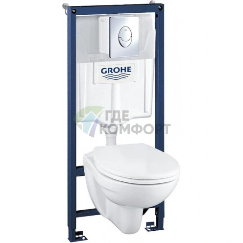 Подвесной унитаз Grohe Solido с инсталляцией и кнопкой смыва - фото 1