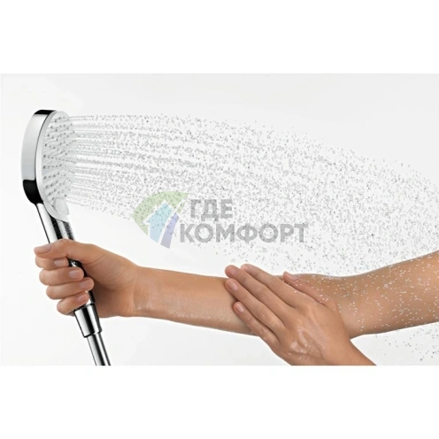 Ручной душ HG Crometta Vario: 2 режима струи Rain и IntenseRain, белый/хром (26336400) - фото 1