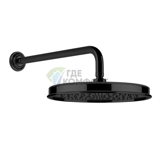 Верхний душ GESSI VENTI20 328 мм с настенным держателем 389 мм, матовый черный (65149#299) - фото 1