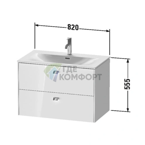 Тумба подвесная Duravit Brioso 234483 White High Gloss, 2 ящика, 555x820x479 мм (BR431202222) - фото 2