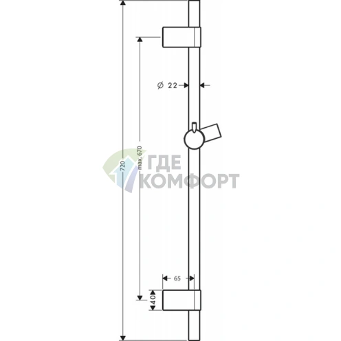 Штанга для душа HG Nicas Puro Reno 72 см, хром (28662000) - фото 2