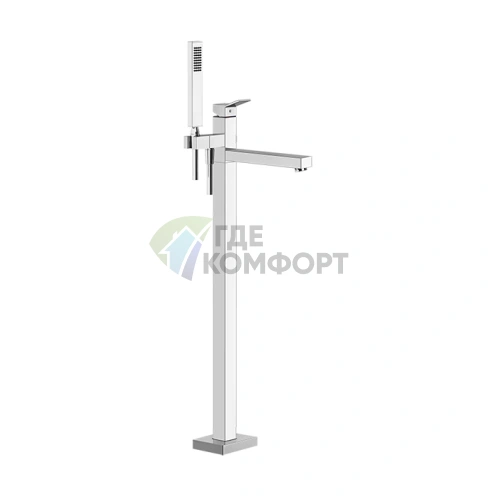 Напольный смеситель для ванны Gessi Rettangolo с ручным душем (хром) (53129#031) - фото 1