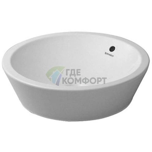 Накладная круглая раковина Duravit 530 мм без отверстия, с переливом, белая (447530000) - фото 3