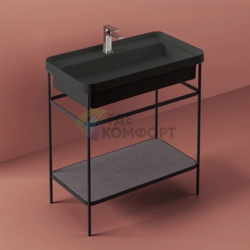 Artceram FUORI SCALA — напольная металлическая раковина 81 см, черный матовый (TFL035 17 00 *1) - фото 1