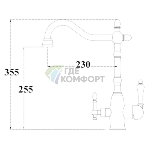 Смеситель Zorg ZR 312 для кухни с фильтром Clean Water, двухрежимный, цвет BR Light - фото 2